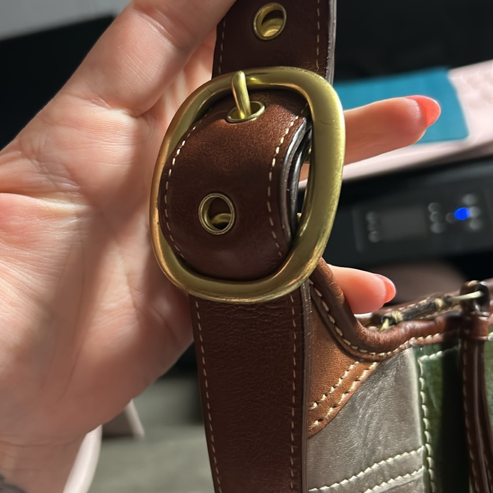 Coach Brown and Green Shoulder Bag - Picture 9 of 10